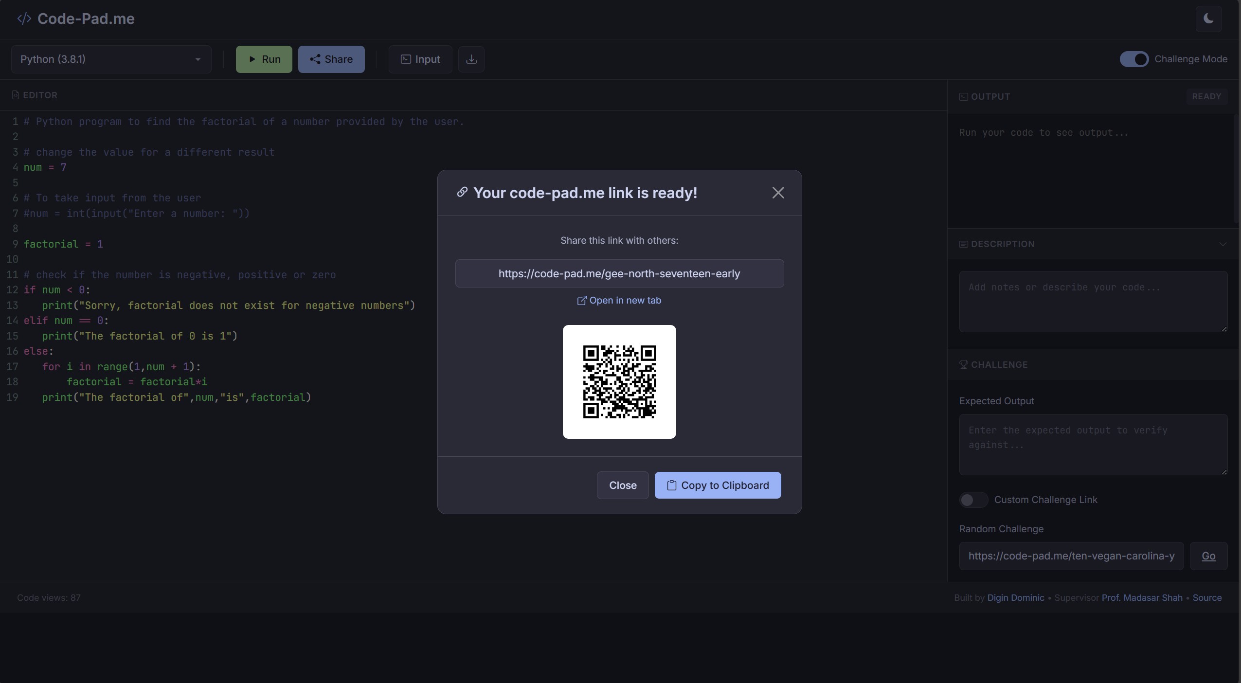 QR Code Screenshot