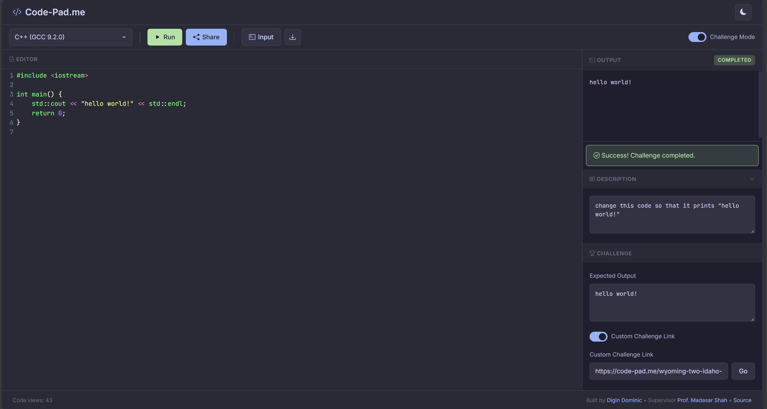 Code-Pad.me - Award-Winning Online Code Execution System